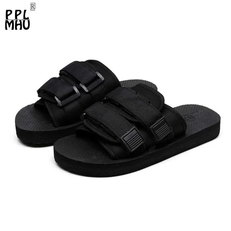 

Black Round Head Flat Casual Slippers Fashion Mesh Breathable Comfortable Designer Slides Korean Non-Slip Open Toes Tennis Shoes