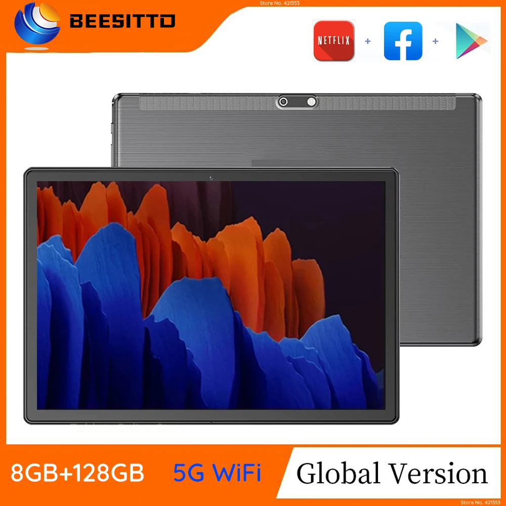 

Планшетный ПК с глобальной прошивкой, 10 ядер, Android 10.0 5G WiFi Google Play, планшет с двумя SIM-картами, 8 ГБ + 128 ГБ, 6000 мАч, 10-дюймовый планшет, GPS, ноутбук