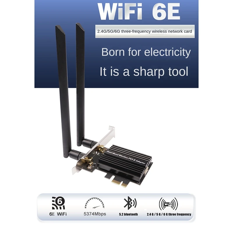 

Wireless Network Card With 8DB Antenna+Extension Cable Bluetooth 5.2 Wireless Network Card