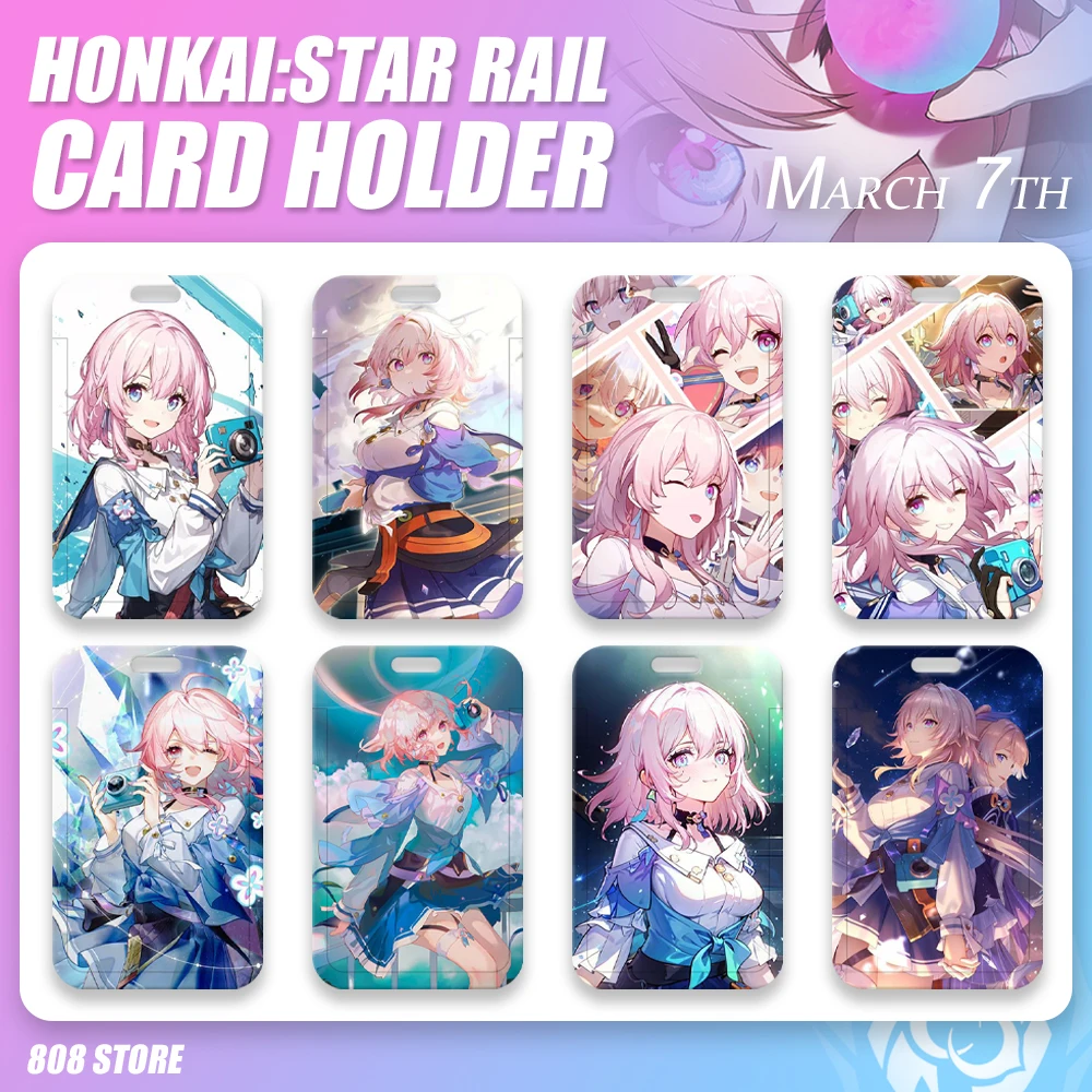 

Honkai:Star Rail March 7th Game Anime Mihoyo Hot HD ABS Hard Plastic Card Holder Keychain Lanyard For Staff ID Students