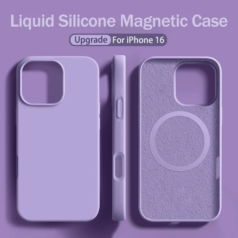 Обновленный магнитный жидкий силиконовый чехол для iPhone 16 15 14 13 Pro Max 12 11 Plus мягкий