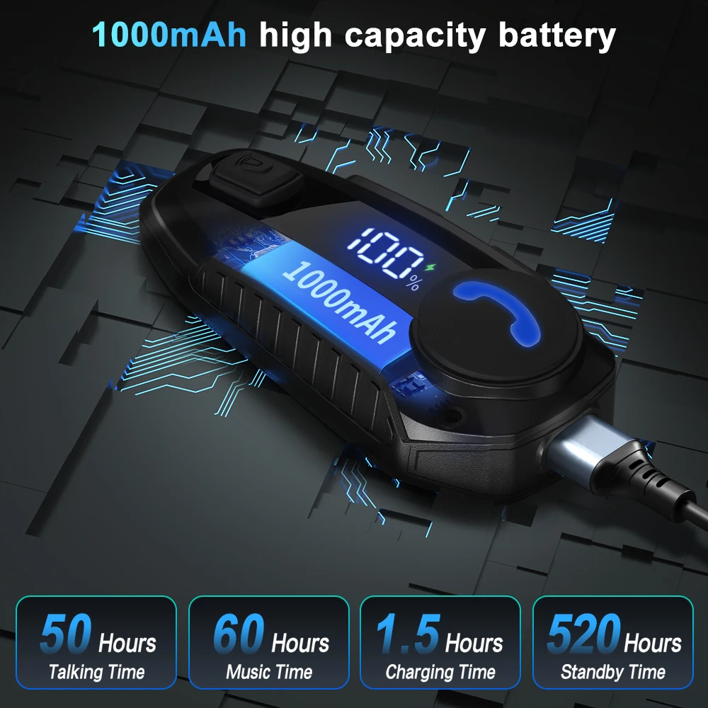 TNICER T6 Bluetooth-гарнитура для мотоциклетного шлема BT5.2 Беспроводные наушники