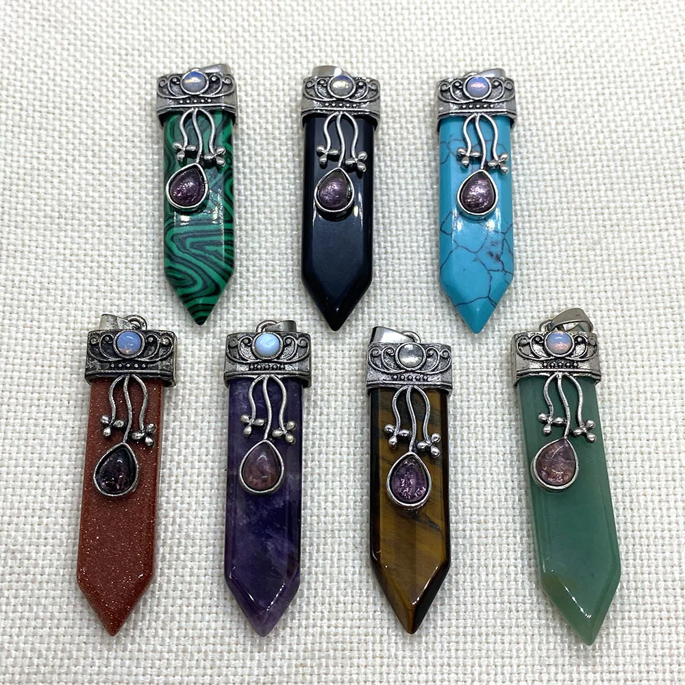 

Pendant Natural Stone Crystal Agate Reiki Healing 13x56mm Pendant Making DIY Fashion Jewelry Necklace Bracelet Charm