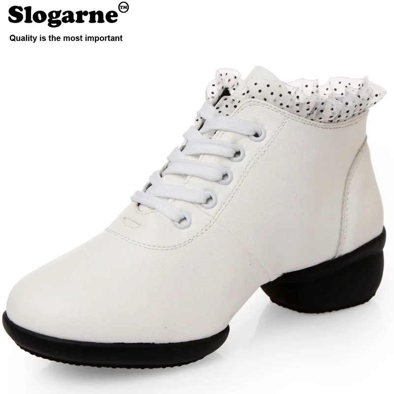 

Women Dance Shoes Middle Heels Outdoor Girl Modern Latin Ballroom Jazz Shoes High Quality Leather Hollowed Fashion Leather Shoes