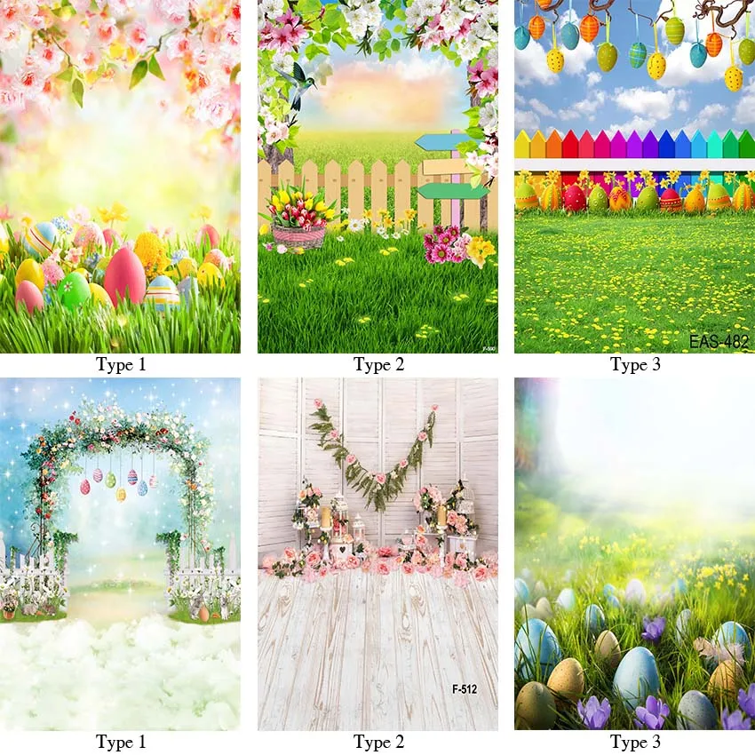 

Spring Easter Backdrop Photography Bunny Rabbit Eggs Flower Scene Baby Portrait Photographic Party Decor Background Photo Studio