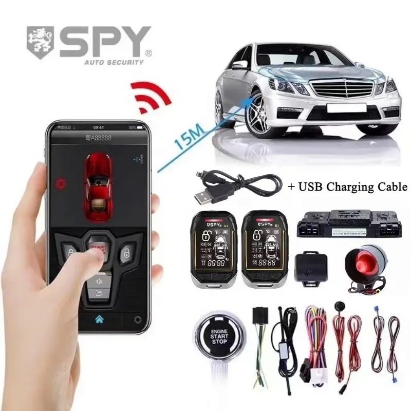 Универсальная двухсторонняя автомобильная система сигнализации SPY, PKE, автомобильный пульт дистанционного управления, без ключа, старт двигателя, Bluetooth, приложение, удаленный запуск двигателя
