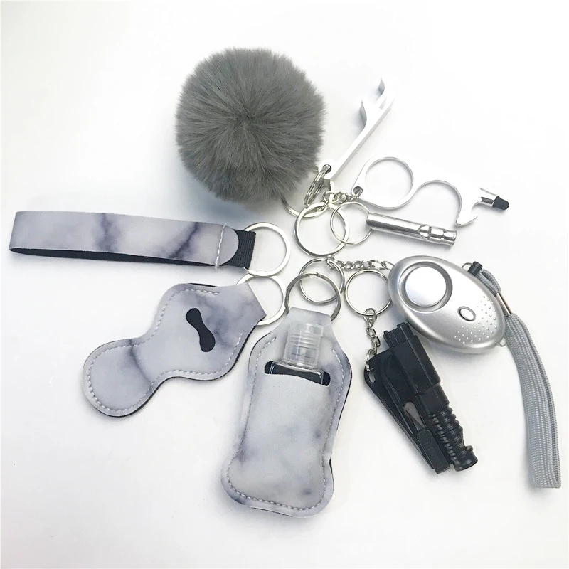 10Pcs-12Pcs/SET Self Defense Keychain Portable Girls' Self-Protection Keychain for Women Alarm Safe Key Ring Best Anti-wolf Gift