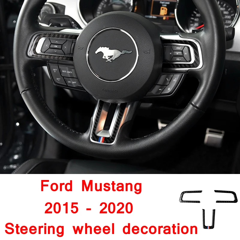 

Carbon Fiber Tricolor Steering Wheel Decoration Strips Car Stickers For Ford Mustang 2015 2016 2017 2018 2019 2020