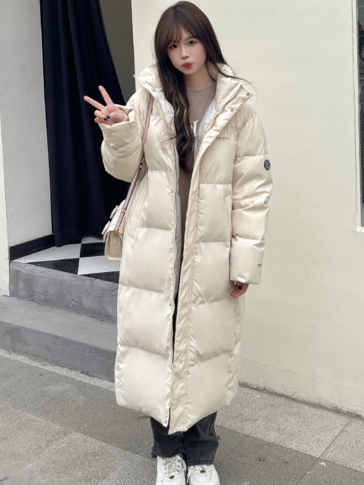 

Новинка 2023, зимняя куртка в Корейском стиле на хлопковом наполнителе, толстые супердлинные парки, стеганая куртка, зимняя одежда, Женское пальто