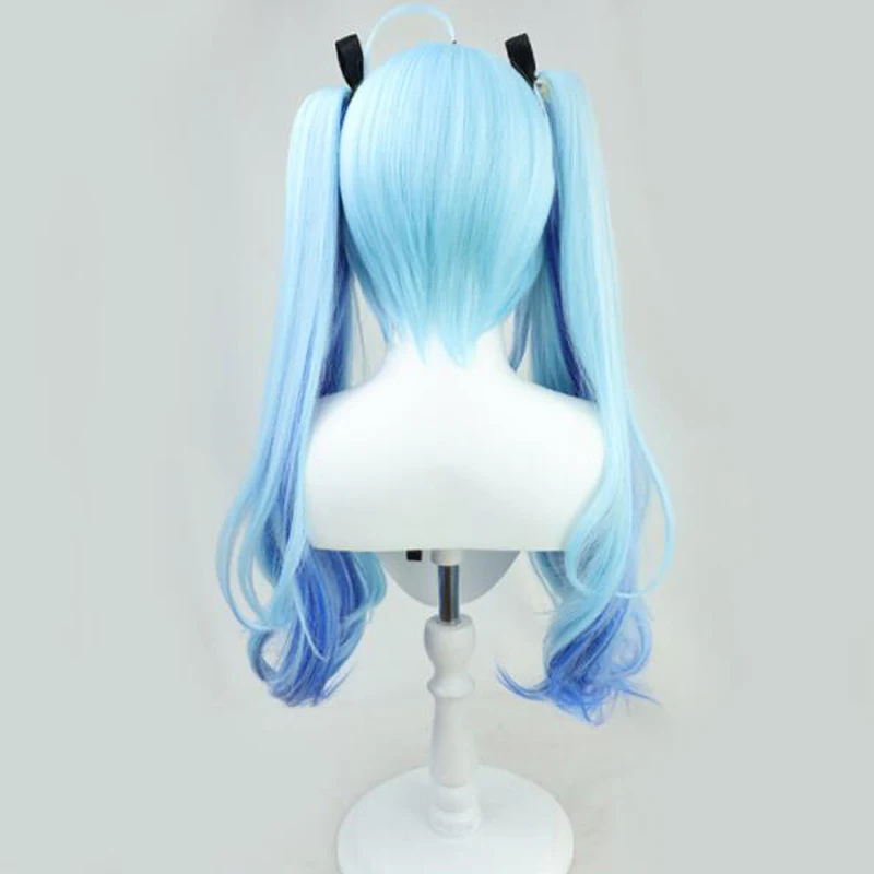 VTuber Yukihana Lamy Wig Hololive Girls Cosplay градиентные синие длинные вьющиеся волнистые косички