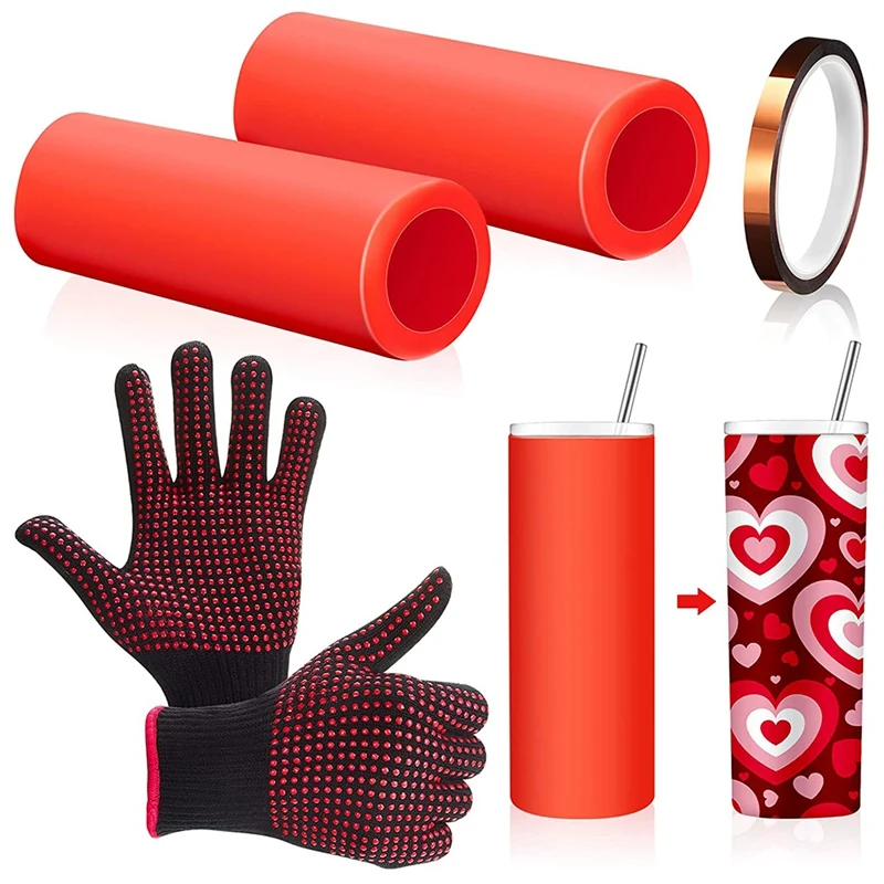 

Silicone Wraps For Seamless Sublimation Red Mug Clamp Heat Transfer Tape Film Insulation For Tumbler Blanks Sublimation