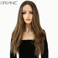 oriane natural wavy synthetic middle parting lace wigs for women brown color hair high heat resistant wigs cosplaydailyparty