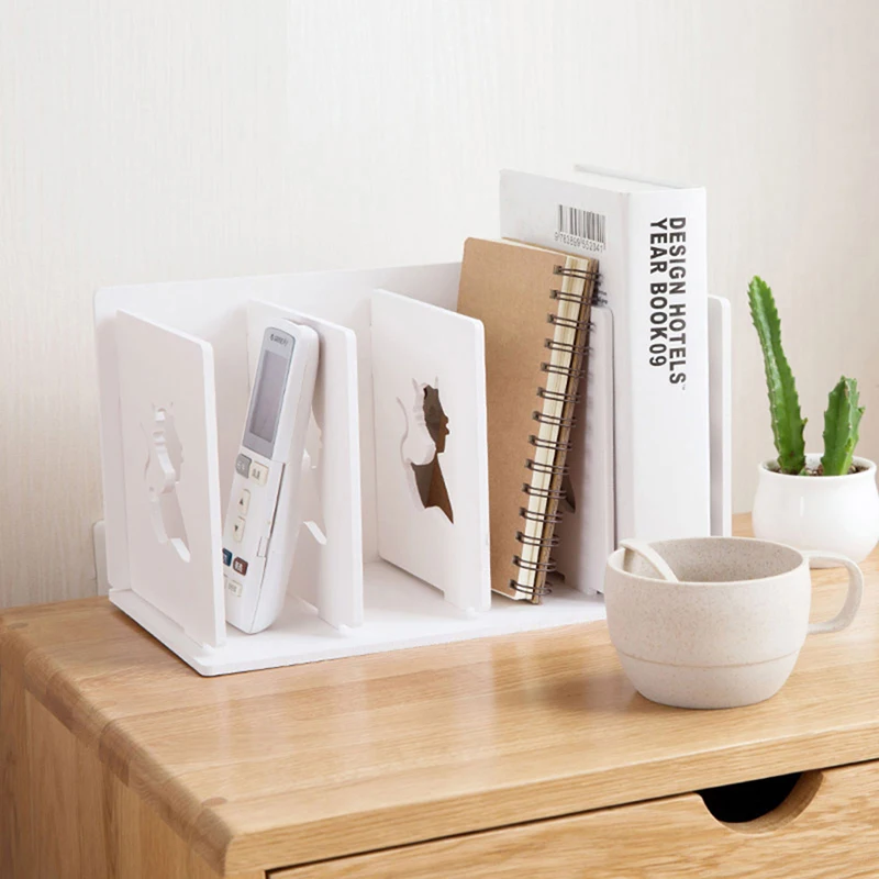 

Wood Plastic Desktop Storage Organizer Display Shelf Bookcase DIY Assembly Storage Rack Decoration Crafts White