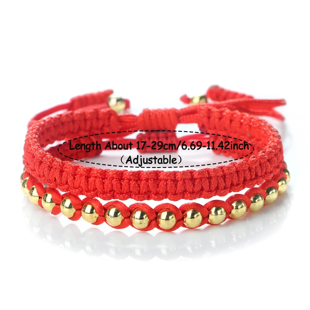 Набор плетеных браслетов Lucky с красной нитью цветные медные бусины плетеные