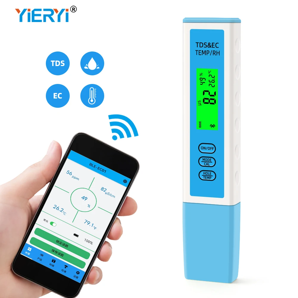 Многофункциональный измеритель температуры и влажности, цифровой тестер качества воды с поддержкой BlueTooth, смарт-монитор для аквариумов и лабораторий Многофункциональный измеритель температуры и влажности, цифровой тестер качества воды с поддержкой BlueTooth, смарт-монитор для аквариумов и лабораторий
