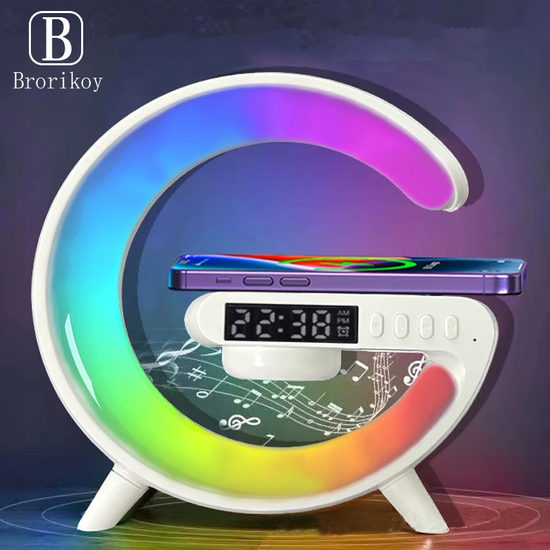 

Bluetooth-колонка, будильник, цветная Атмосфера RGB, беспроводное зарядное устройство для телефона 10 Вт