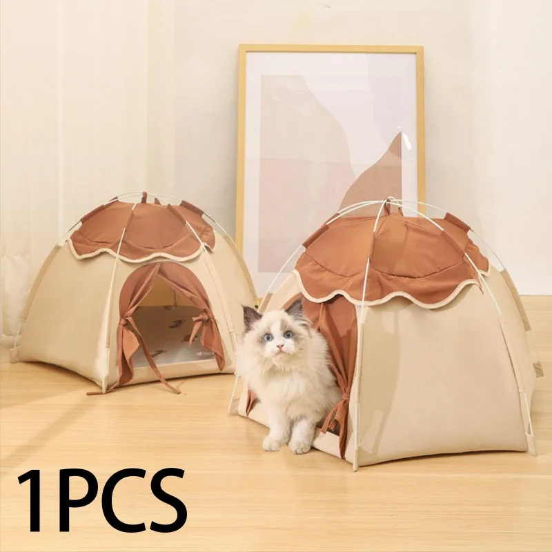 

Portable Folding Pet Tent Outdoor Dog Cat Tent with Cushion Four Seasons Universal Summer Small Dog House Accessories Products