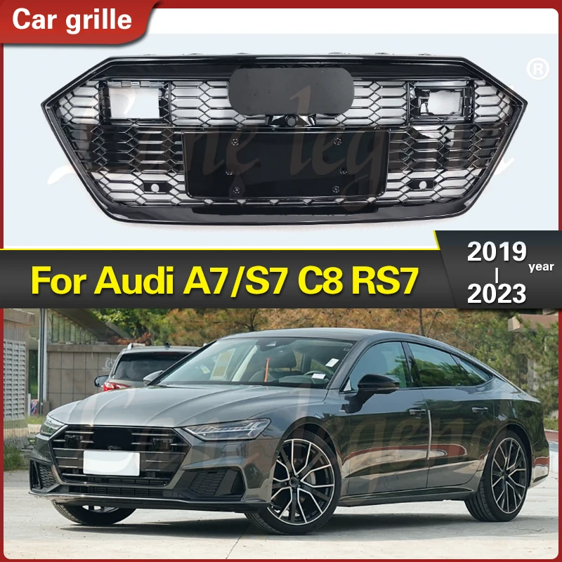 

Автомобильная решетка ABS подходит для Audi A7/S7 C8 2019-2023, модификация для RS7 Style, автозапчасти ABS, черная передняя верхняя решетка автомобиля, Стайлинг автомобиля