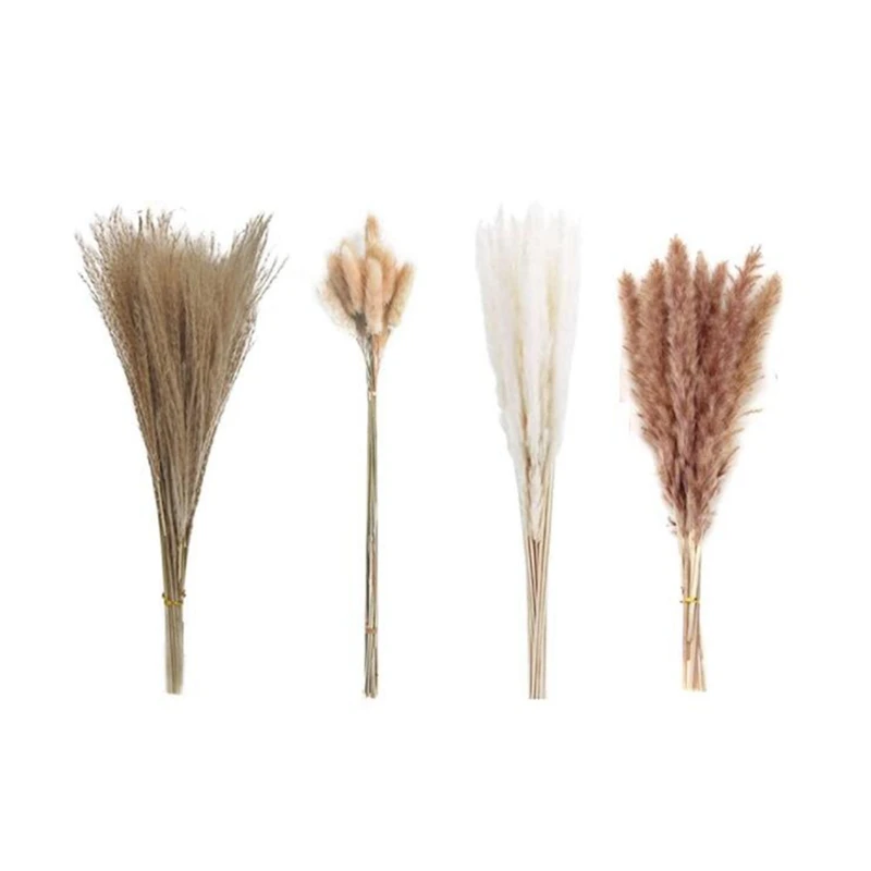 

65 шт. украшения из пампасной травы, сушеные цветы из сена и зайцехвоста, Натуральные Сушеные пампасные травы, букеты в стиле бохо, Свадебный ...