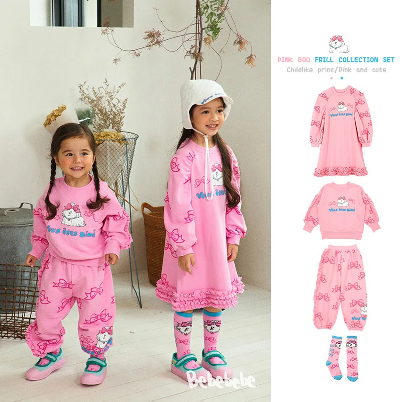 Купи Children's Sweatshirts 2022 Autumn New Cartoon Printing Girls Sweatshirts Cotton Pink Dress Girls Clothes Children's Clothing за 840 рублей в магазине AliExpress