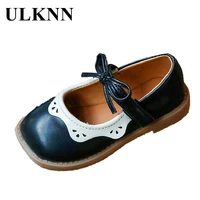 ulknn girl flat shoes 2022 spring kids lovely antiskid shoes baby lace princess square small leather shoe school simple shoe