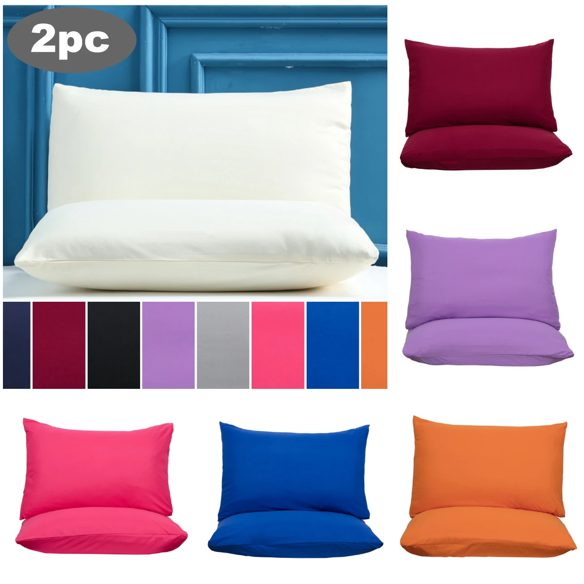 1 пара, водонепроницаемые однотонные хлопковые наволочки из микрофибры