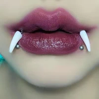 1pc customized stainless steel fangs lip piercing labret lip ring goth cosplay vampire teeth body jewelry 16g