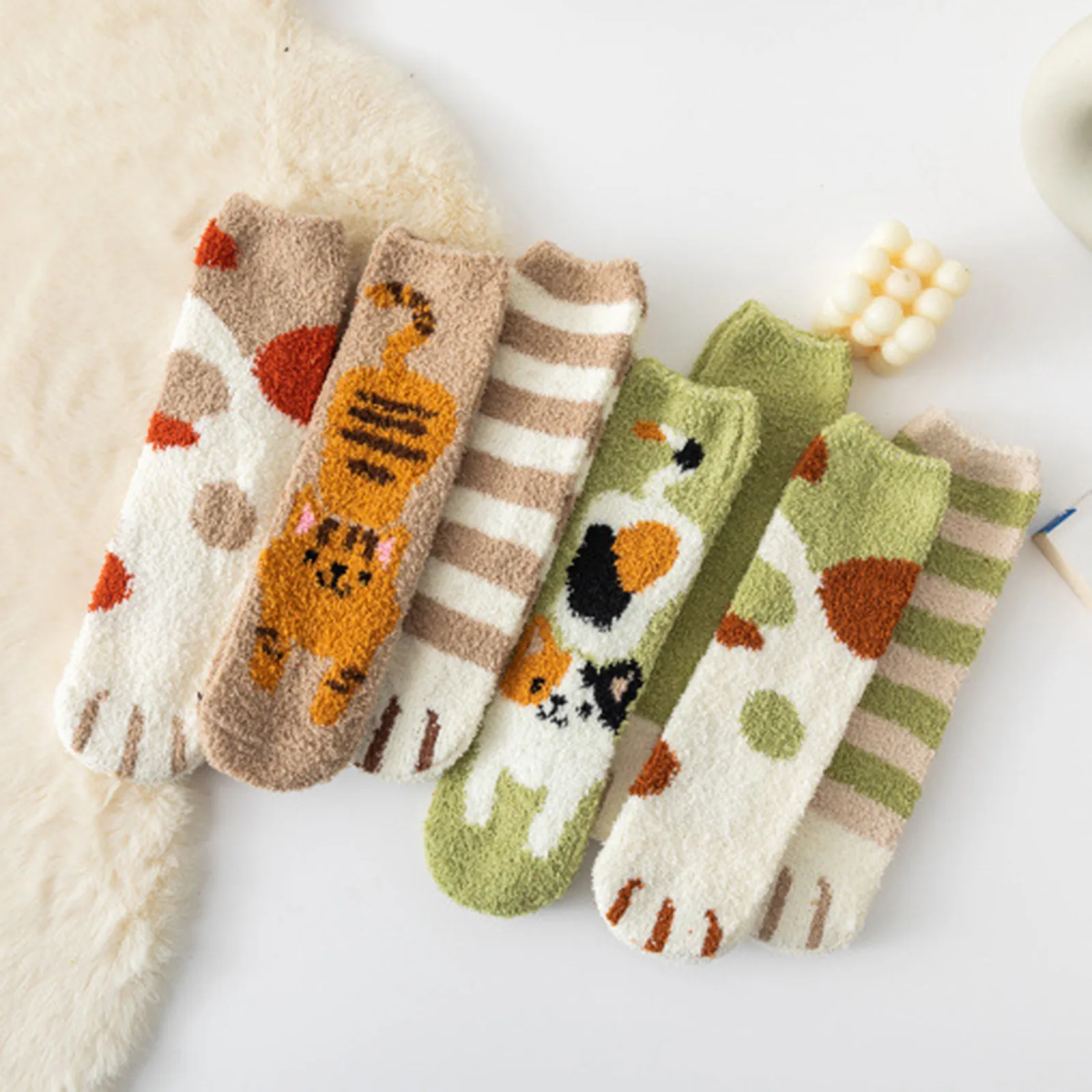 

Зимние теплые пушистые носки, женские милые плюшевые носки, мягкие эластичные бархатные носки кораллового цвета, носки для пола и полотенец...