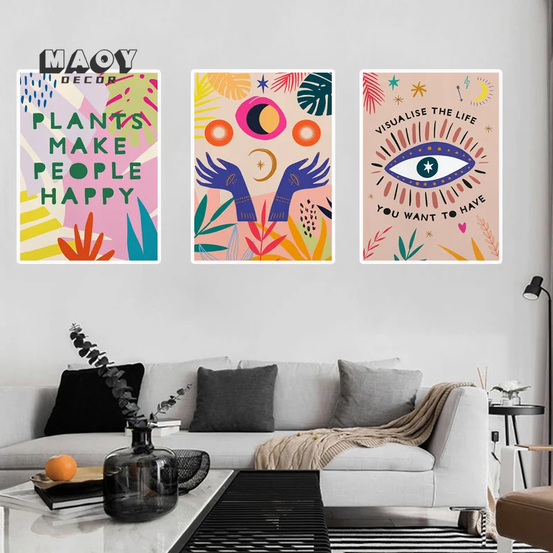 

Trust In The Universe Motivational Quotes Frame Poster Boho Canvas Painting Abstract Wall Art Pictures for Living Home Decor