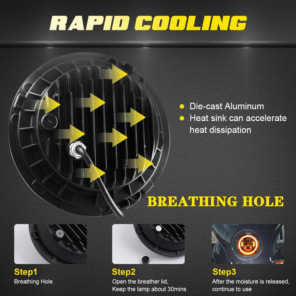 Черная 7-дюймовая светодиодная лампа Halo для фар с ангельскими глазами дневного и