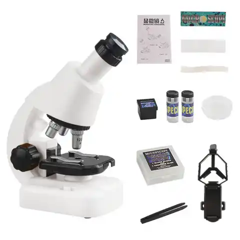 Набор для научных целей, Белый Удобный Прочный Школьный лабораторный научный микроскоп, набор для подарка, Студенческий микроскоп, маленьк...