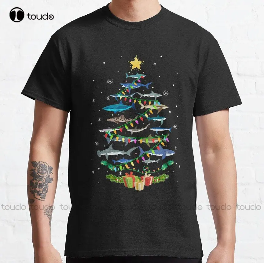

Shark Christmas Tree Shark Lovers Gifts Men Women Kids Classic T-Shirt Outdoor Simple Vintag Casual T Shirts Xs-5Xl Unisex