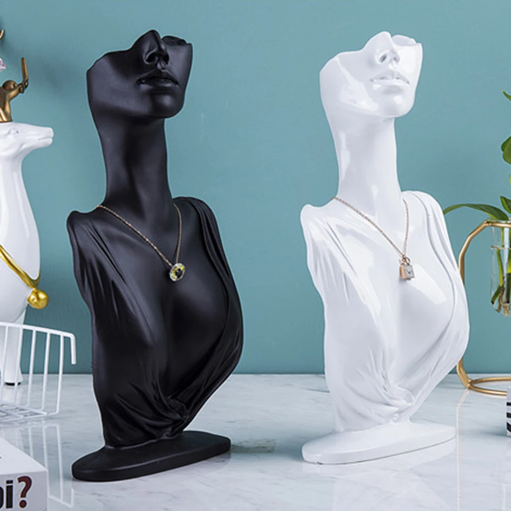 New Resin Mannequin Necklace Earring Jewelry Organizer Display Bust Stand Model Chain Pendants Holder for Shop Retailer Counter