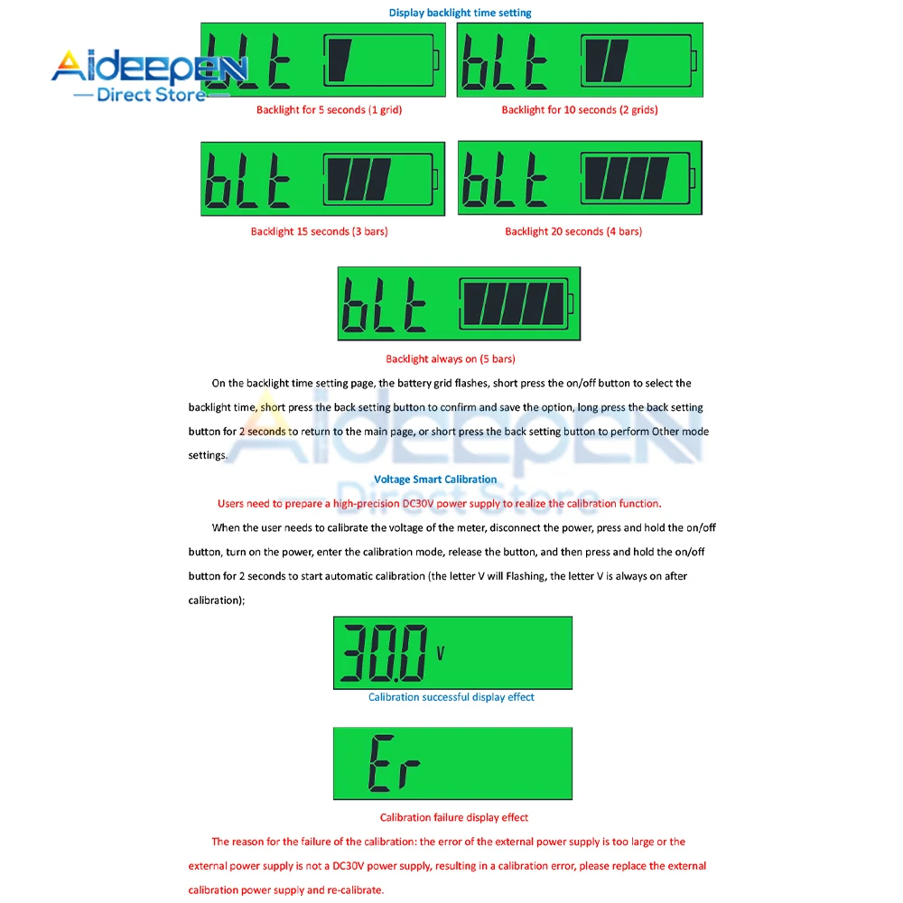 Индикатор емкости аккумулятора DC8-30V измерение