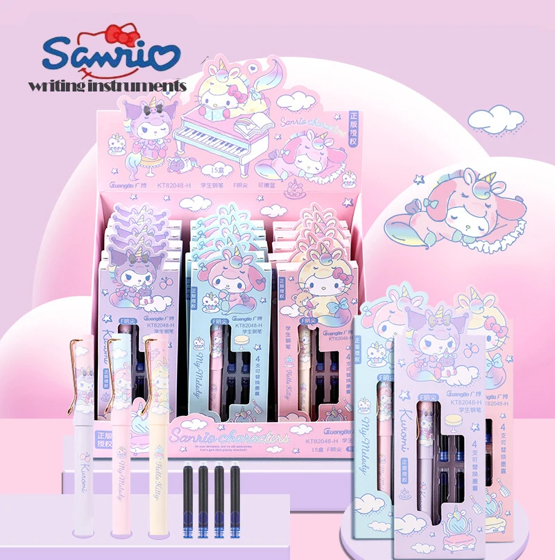 

Sanrio Anime Kuromi Unicorn Student Pen High Value Cute My Melody With Ink Capsule Erasable Blue Bright Tip Pen Set Wholesale