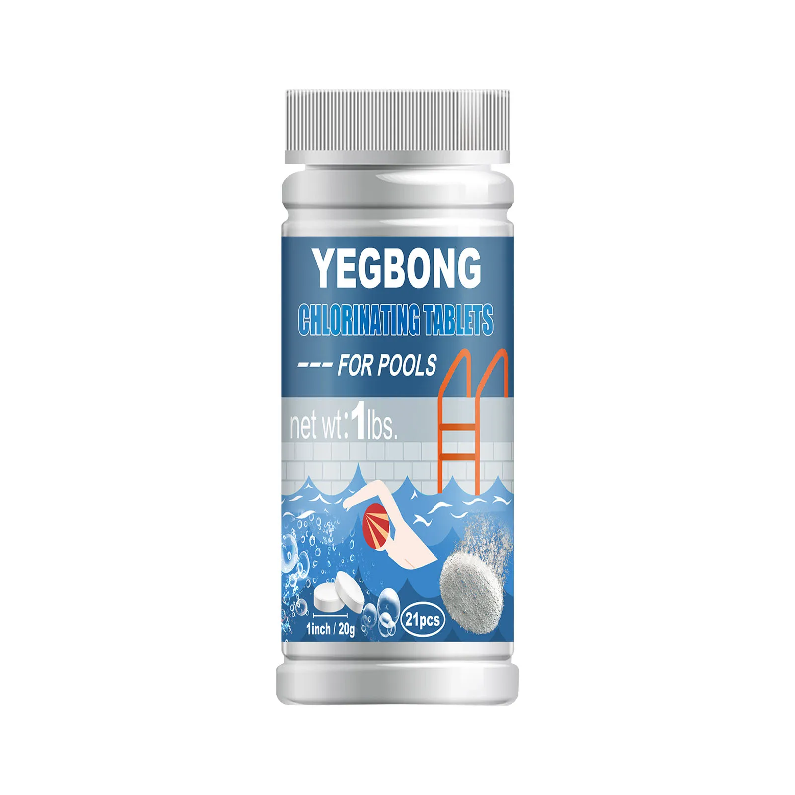 

21pcs Pool Cleaning Effervescent Chlorine Tablets Swimming Pool Clarifier Chlorinating Tablets for Small Swimming Pools Spas