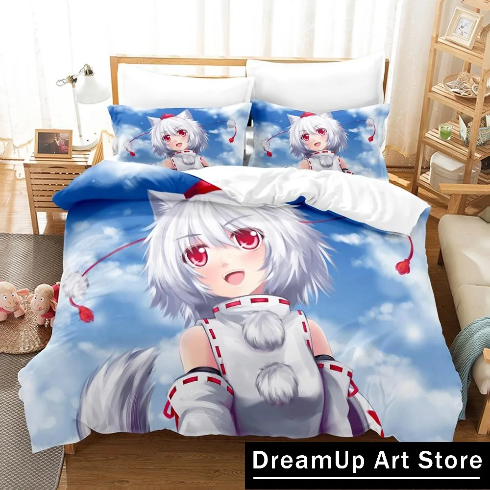 Фото Комплект постельного белья Kawaii Inubashiri Momiji Touhou, одинарный, полный, Queen King Size, комплект постельного белья для взрослых и детей, пододеяльник для спальни, аниме №4