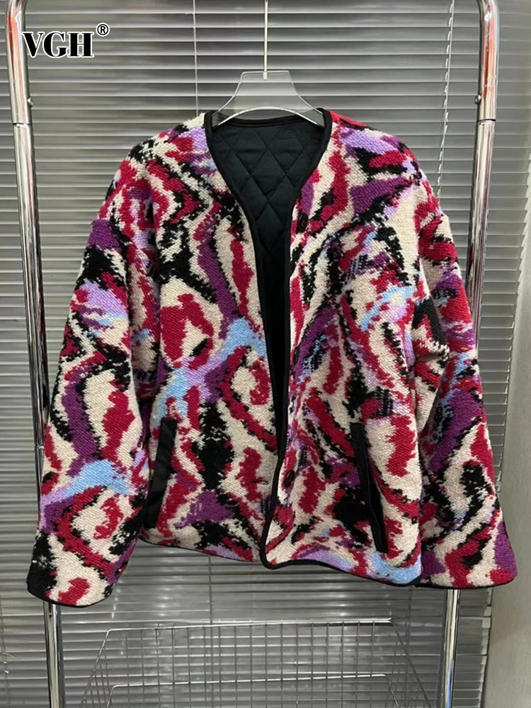 

Женское свободное однобортное пальто VGH, повседневное однобортное пальто с длинным рукавом и круглым вырезом, модная зимняя одежда