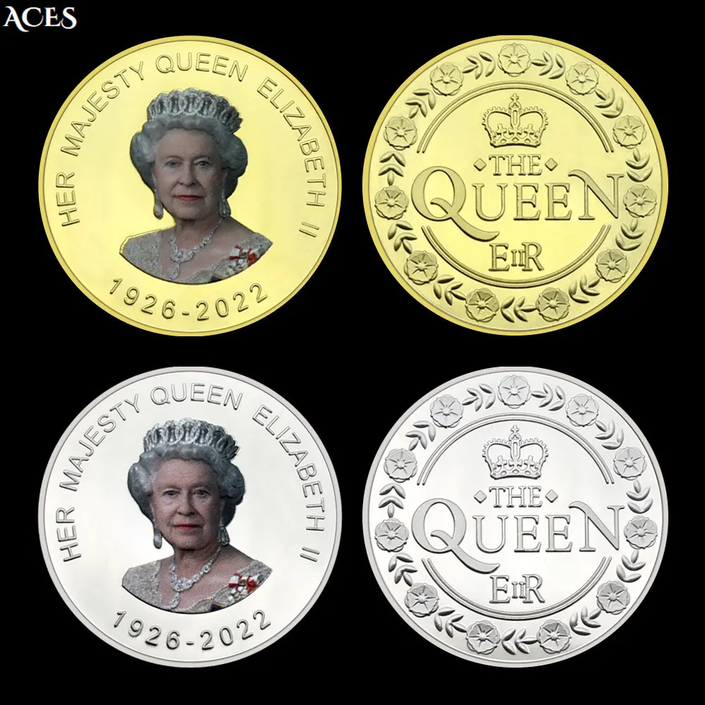 

1926-2022 Years Queen GOLD/silver Coin Collectibles Elizabeth II Memorial Medal The Great People Challenge Coin In Capsule