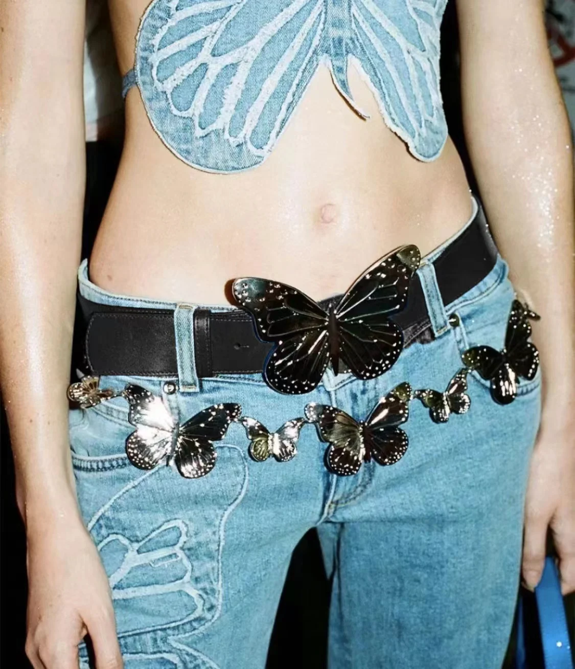 

Women y2k 2000s Butterfly Pink Belt