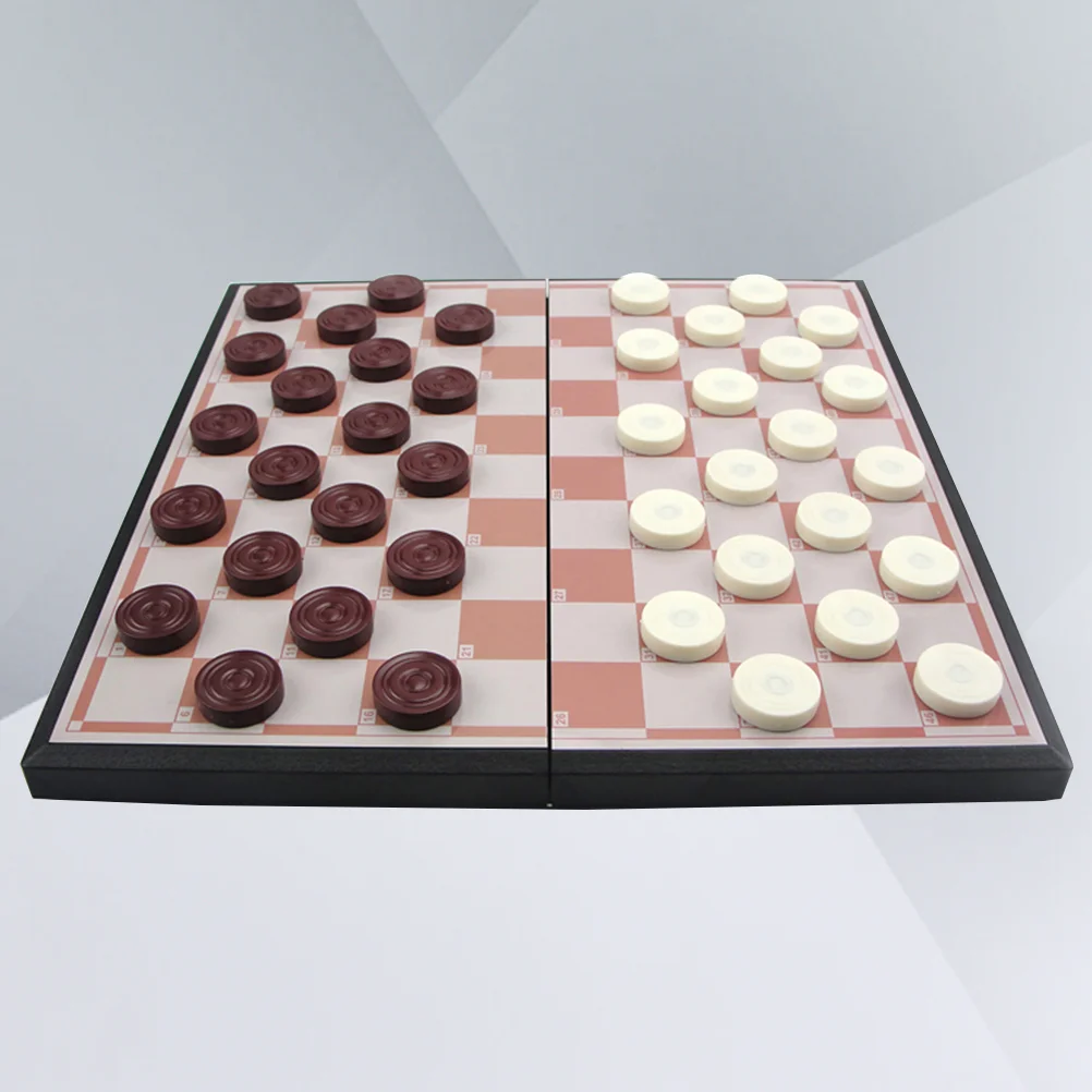

1 Set Travel Chess Magnetic Collapsible Classic Draught Board with Chess Pieces Chess Practice Training Educational for Kids