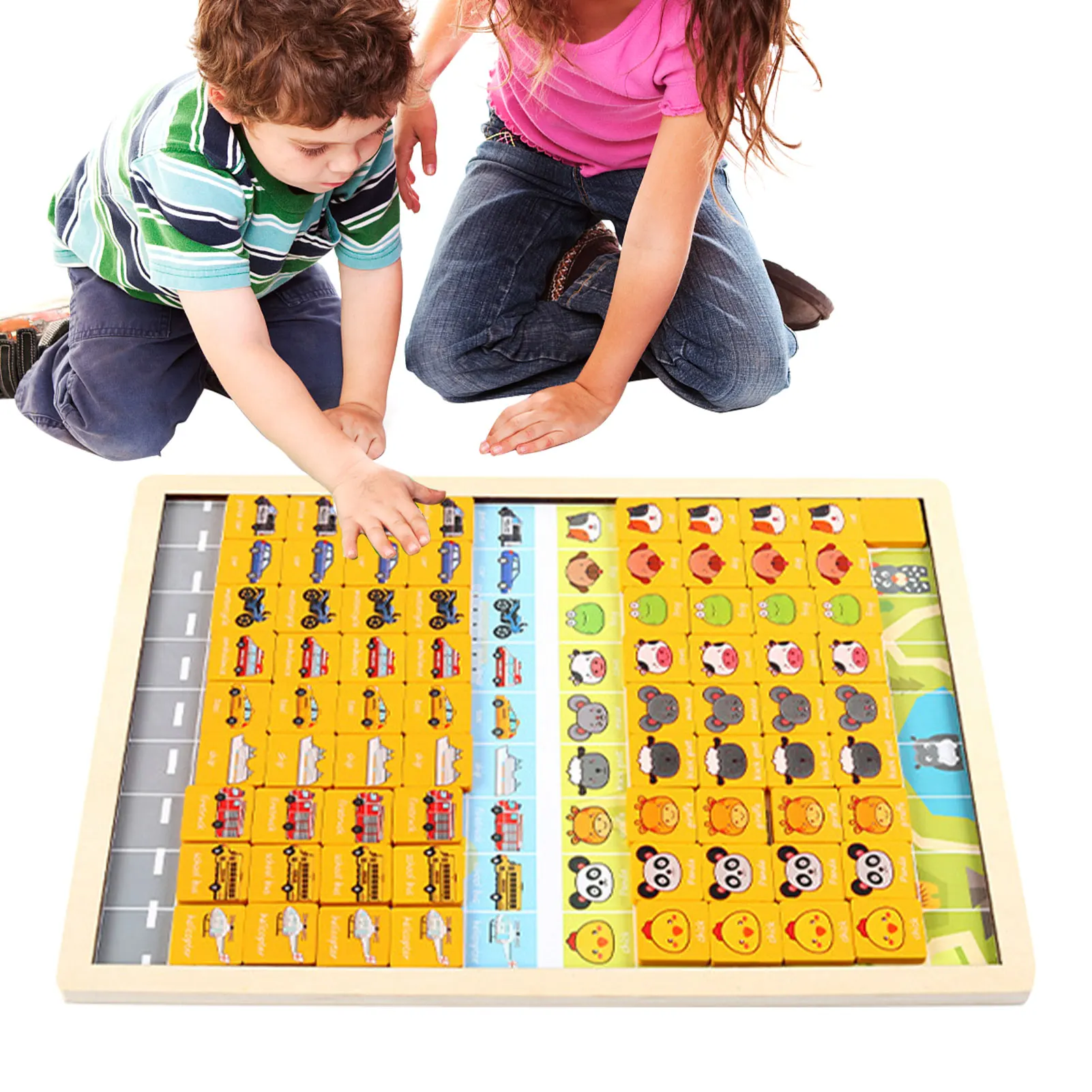 

Wooden Cartoon Cognitive Board Game STEM Montessori Mind Games For Kids Over 3 Years Old Memory Matching Board Game Educational