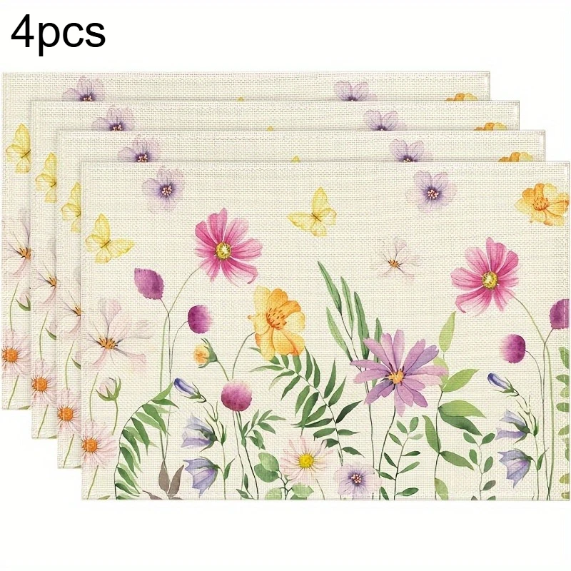 

Льняные салфетки с цветочным узором