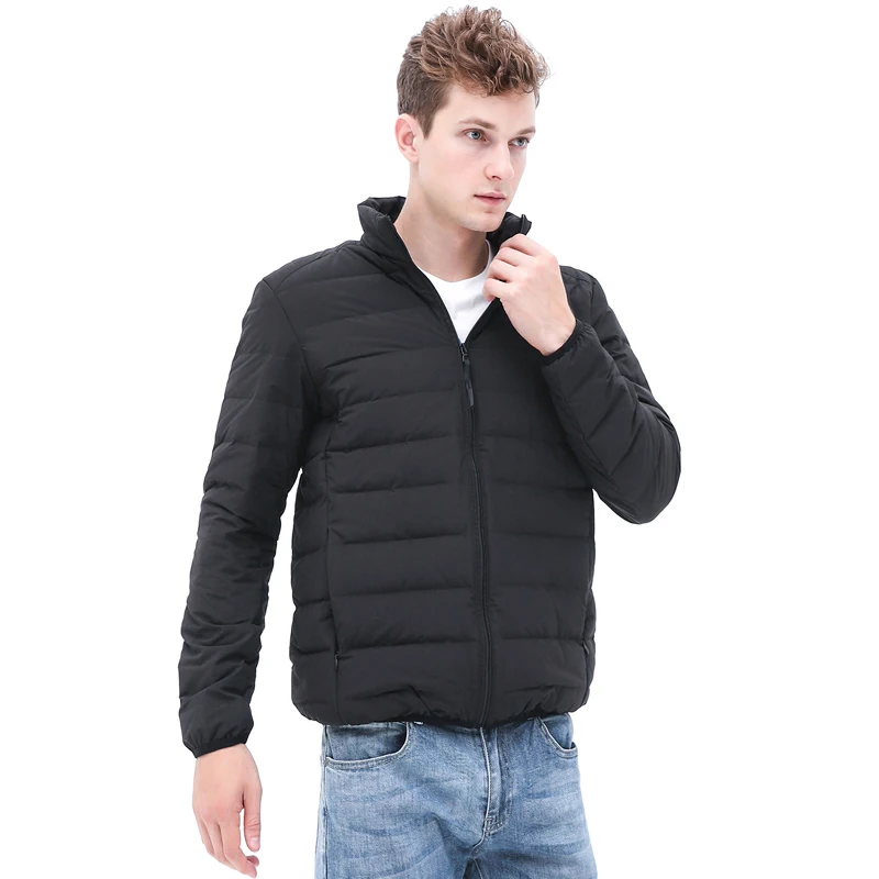 Пуховик мужской с капюшоном ветрозащитный бесшовный легкий портативный зимняя