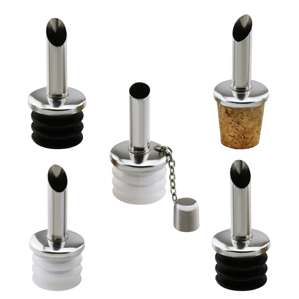 

5pcs Cork Spout Vinegar Bottle Spout Pourer Metal Stopper Pour Saver Pourer