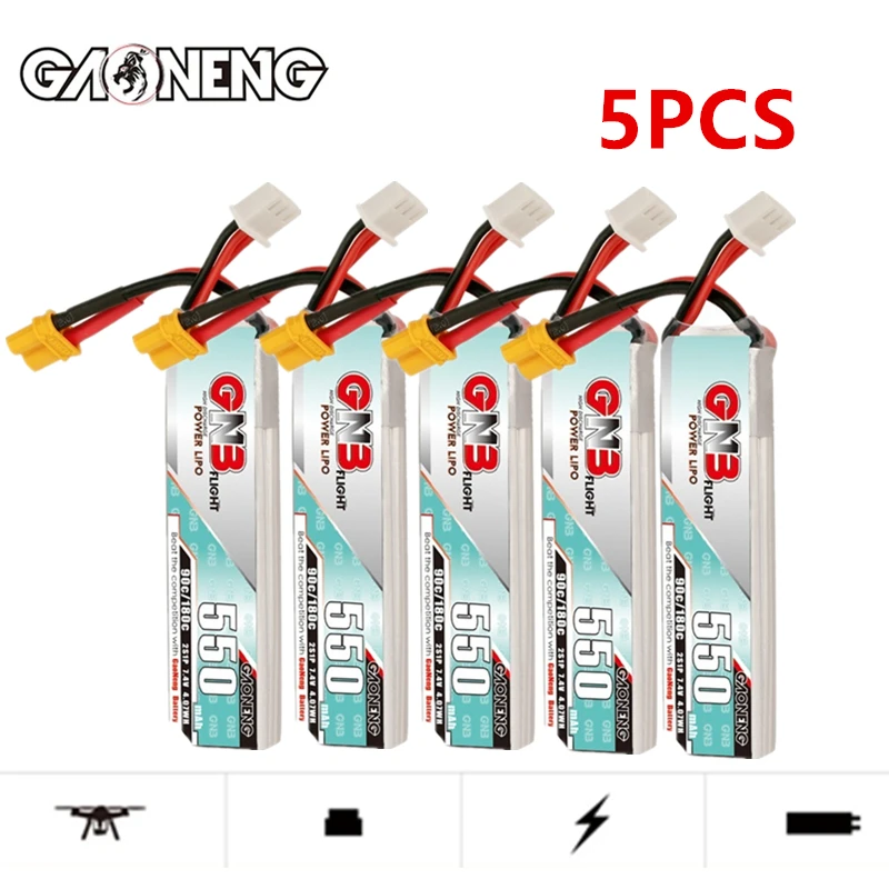 Литий-полимерный аккумулятор MAX 180C GNB 2S 7,4 в 550 мАч 90C HV для дрона TINY8X Blade FPV QX2 120S Beta75S BetaFPV