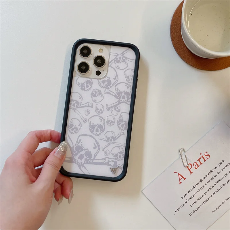 Роскошный чехол с 3D паутиной и английским черепом для iPhone 13 12 14 15 16 Pro Max Wildflower Cute