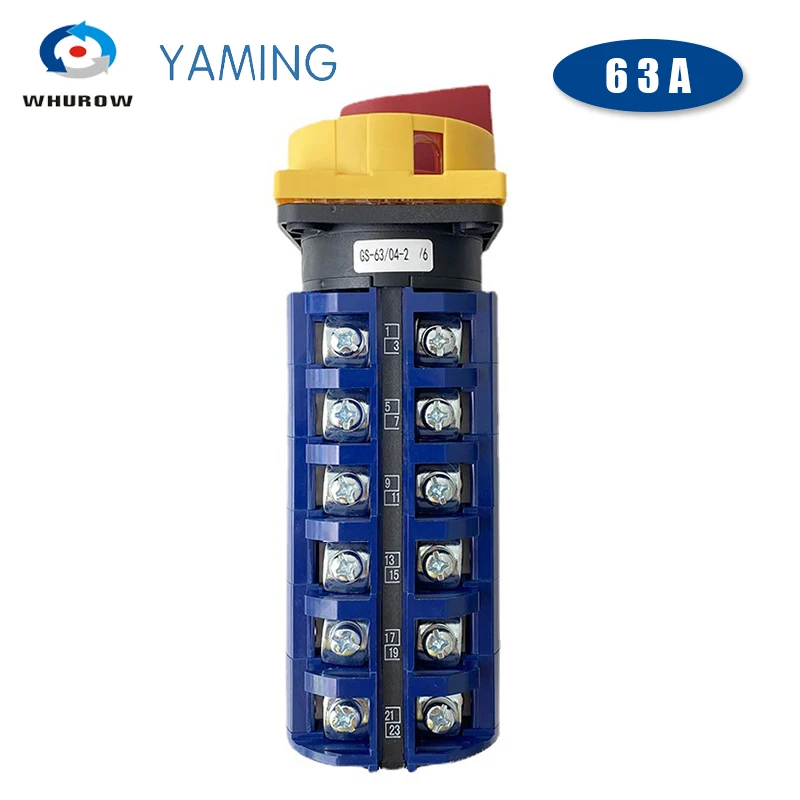 3 Position Reset Cam Switch 690V 63A 6 Poles Padlock Changeover Rotary Switches ON-OFF-ON YMW26GS LW26-63/6GS