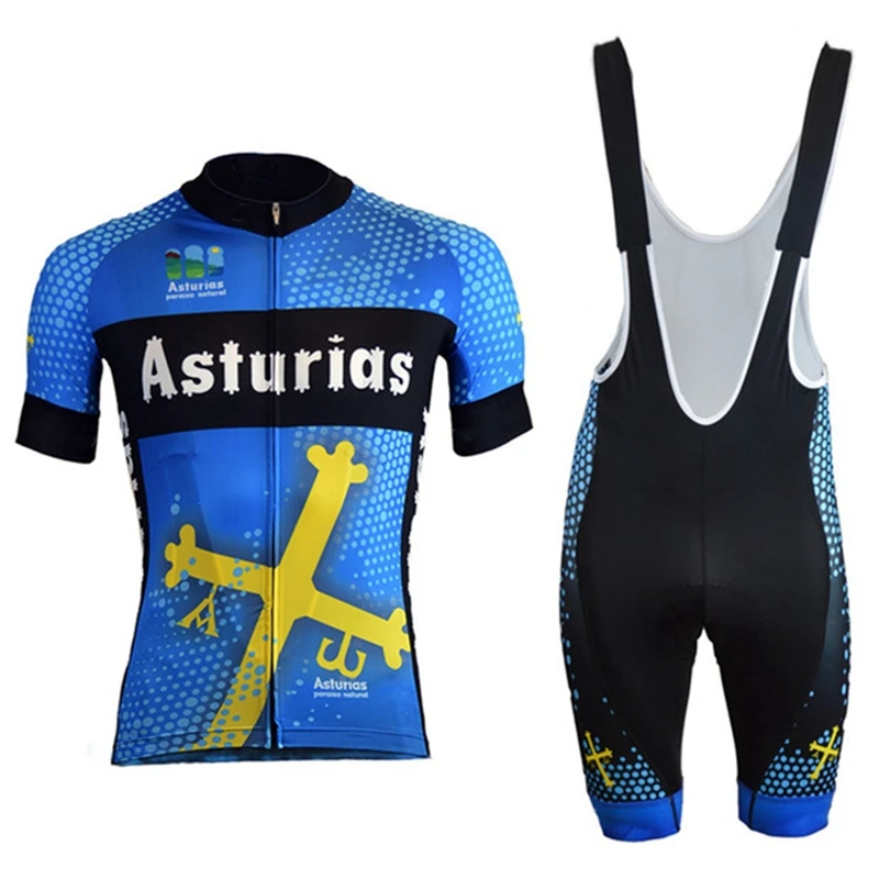 

Asturias Short sleeve Suits summer shirts 2020 Bicycle jacket mtb sports clothing Mens Cycling Jersey kit bike shorts gel pad
