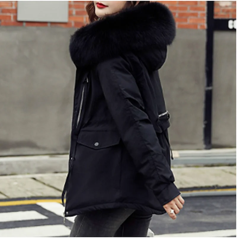 Casual Coat Parka Short Solid Jacket Women Cotton Padded Outwear Hooded New Women 2023 Fashion Winter Long Sleeves Female Jacket